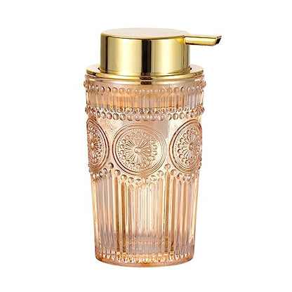 Foaming Hand Soap Dispenser,Glass Foam Soap Dispenser,Refillable Liquid Soap Dispenser,Lotion Dispenser(A4-2-US) - color: Gold, size: Large