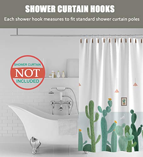 Shower Curtain Hooks Rings, 304 Stainless Steel Shower Curtain Rust Resistant Hooks for Bathroom Shower Rods Set of 12 (Brown) - color: Brown