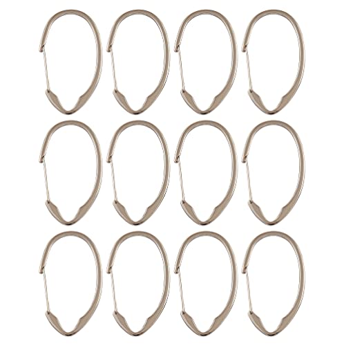 Shower Hooks - Shower Curtain Rings for Bathroom - Rust Proof Shower Curtain Hooks for Shower Curtain or Liner - Set of 12, Brushed Nickel - color: Brushed Nickel