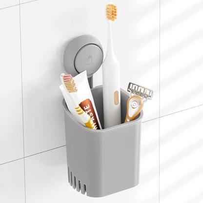 TAILI Suction Toothbrush Holder, Powerful Toothpaste Toothbrush Suction Cup, Self-draining Shower Razor Holder, Shower Toothbrush Holder for Wall, Kitchen Tableware Holder, Gray - color: Gray