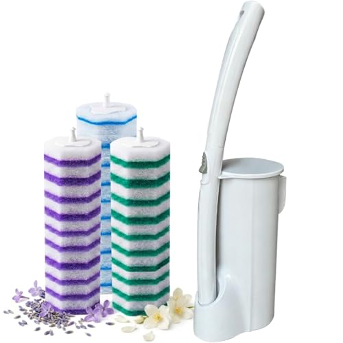 Disposable Toilet Brush Cleaning Supplies, Toilet Bowl Cleaner and Holder Set with 30 Toilet Wand Refill Pads, Wall Mounted Toliet Wand Kit Bathroom Maintenance, Storage Caddy (White) - color: White