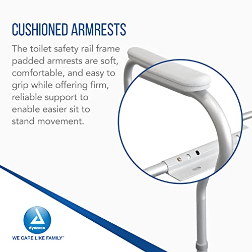Dynarex Toilet Safety Rail Frames Your Toilet to Provide Safe Assistance is Height and Width Adjustable with a Weight Capacity of 300 pounds, Silver, 1 Adjustable Height Toilet Safety Rail