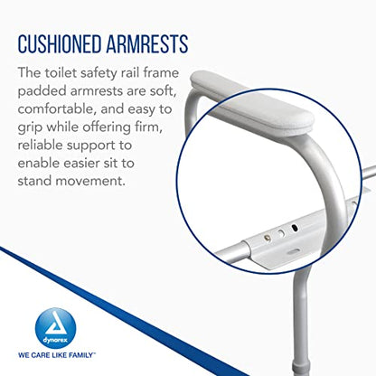 Dynarex Toilet Safety Rail Frames Your Toilet to Provide Safe Assistance is Height and Width Adjustable with a Weight Capacity of 300 pounds, Silver, 1 Adjustable Height Toilet Safety Rail