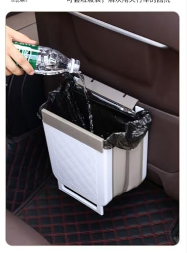 Foldable Trash can containing 20 Garbage Bags, Foldable Kitchen and Bathroom Garbage Bins, Suitable for Cars, Camping, Offices, bedrooms, Easy to Carry, White