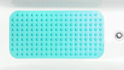 Large Non-Slip Bathtub & Shower Mat 31”x16” (Smooth/Non-Textured Tubs Only) Safe, Clean, Machine-Washable, Superior Grip&Drainage, Vinyl, Transparent Turquoise - color: Transparent Turquoise (Green-blue), size: Large (31"x16")