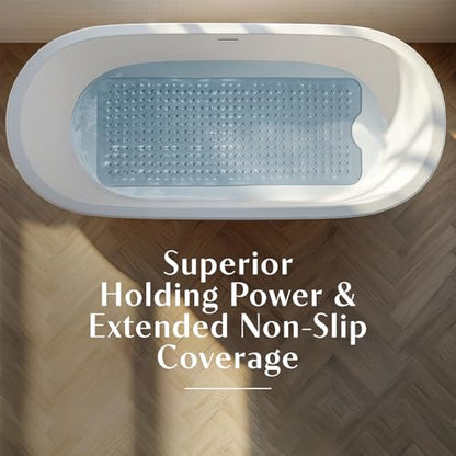 SlipX Solutions 39"x16" Power Grip Non Slip Bathtub Shower Mat, Gray | Stronger Wet Surface Protection, Soft Under Foot, 265+ Suction Cups, Large Drainage Holes - color: Solid Gray