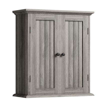 ChooChoo Bathroom Wall Cabinet with 2 Doors, Over The Toilet, Farmhouse | 8.8"D x 21.1"W x 24"H, Medicine Cabinet, Adjustable Shelves, Cupboard, Retro Grey - color: Retro Grey, size: 8.8"D x 21.1"W x 24"H
