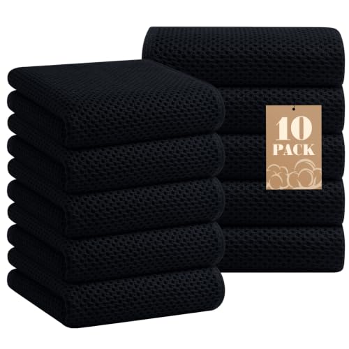 Homaxy 100% Cotton Waffle Weave Kitchen Towels, 10-Pack, Black | Ultra Soft Absorbent Dish Towels, Quick Drying Cleaning Towels, 13 x 28 Inches - color: Black, size: 13 x 28 - 10 Pack