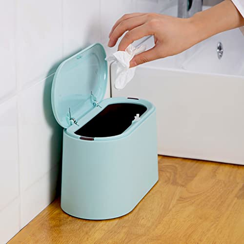 LTWQLing Mini Trash Can with Lid - Removable Small Garbage Can, Tiny Plastic Trash Bin, Pop Up Countertop Wastebasket, Counter Garbage Lint Bin for Bathroom,Office,Kitchen,Desk,Coffee Table(Sky Blue) - color: Sky Blue