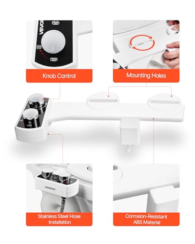 VEVOR Bidet Attachment for Toilet, Non-Electric Bidet Toilet Seat Attachment - Dual Retractable Nozzles, Adjustable Water Pressure, Easily Installed Cold Water Sprayer for Rear Feminine Wash, White - style: Cool Water - 2 rotary knobs - standard