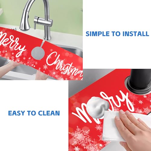 Merry Christmas Snowflake Kitchen Sink Splash Guard Mat Absorbent Fast Drying Mat Faucet Draining Mat Sink Splash Guard Behind Faucet Drip Catcher for Kitchen Bathroom 5.5"×24" - size: 5.5" x 5.5"