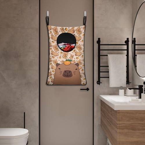 ZOUTAIRONG Cute Capibala Hanging Laundry Hamper Bag American Afro Girl Laundry Hamper for Holding Clothes and Saving Space Clothes Basket - color: Cute Capibala