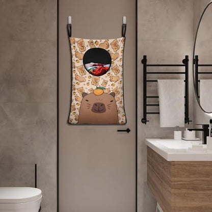 ZOUTAIRONG Cute Capibala Hanging Laundry Hamper Bag American Afro Girl Laundry Hamper for Holding Clothes and Saving Space Clothes Basket - color: Cute Capibala