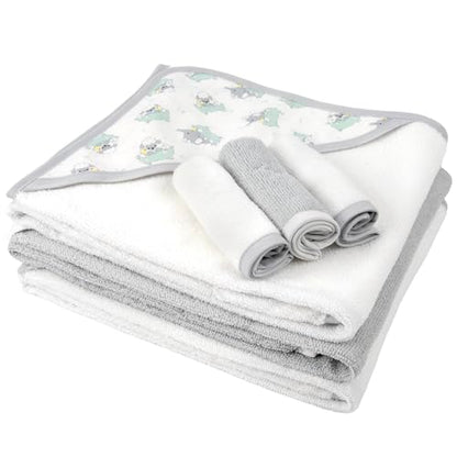 Baby Bath Essential Hooded Baby Bath Towel and Washcloth 6 Piece Set for Newborns, Infants & Toddlers, Boys & Girls Baby Hooded Towels Set (Teddy Bear Print) - color: Teddy Bear Print