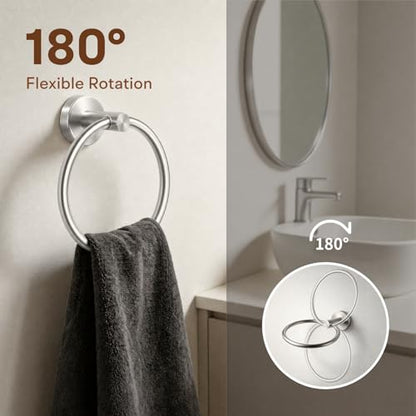 8 Pieces Bathroom Hardware Set, SUS304 Stainless Steel 24 Inch Bath Towel Bar Set, Round Bathroom Accessories Kit Wall Mounted Towel Holder (Brushed Nickel) - color: Brushed Nickel