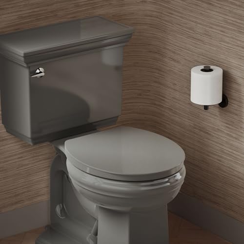 KOHLER K-26802-58 Impro ReadyLatch Quiet Close Round Toilet Seat, Soft Close Lid, Compatible with Round Toilets, Thunder Grey - color: Thunder Gray, size: Round