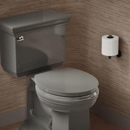 KOHLER K-26802-58 Impro ReadyLatch Quiet Close Round Toilet Seat, Soft Close Lid, Compatible with Round Toilets, Thunder Grey - color: Thunder Gray, size: Round