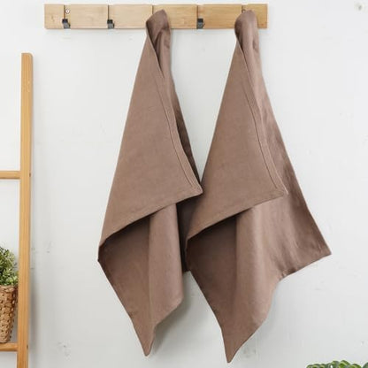Linen Thick Kitchen Towels Set of 2-100% Linen Dish Towels with Hanging Loops, Super Soft Quick Dry Tea Towels Stonewashed and Handcrafted 17.7 x 23.6 Inch,Dark Khaki - color: Dark Khaki, size: Hand Towel