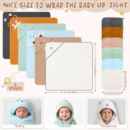Tegeme 24 Pcs Large Hooded Baby Towel with Washcloths,Mixed | Ultra Absorbent, Toddler, 6 Bath Towel, 18 Washcloths 10inch, Coral Fleece, Newborn, Infant, Boy, Girl, Baby Shower, Birthday - style: Mixed