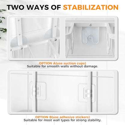 Adjustable Aluminum Shower Caddy Hanging for Handheld Showerhead, White | Rustproof Aluminum, Shower Organizer, Anti-Slip, Quick-Drain Shelf, 40lbs Capacity, Suction Cups, 8 Hooks, Razor Soap Holders - color: White