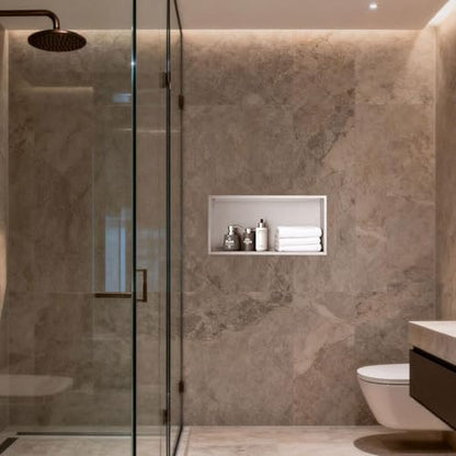 24x12x4 Inch Brushed Nickel Shower Niche, No Tile Needed Recessed Wall Niche for Bathroom Storage, Stainless Steel Shower Shelf Insert Tile Ready, Brushed Nickel Shower Shelves - size: 24x12" - Brushed Nickel