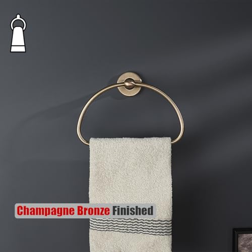JQK Towel Ring Champagne Bronze, Stainless Steel Half Ring Towel Holder for Bathroom, 7 Inch Wall Mount, TR160-CB - color: Champagne Bronze