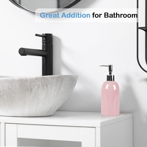 Natheeph Soap Dispenser for Bathroom/Kitchen Fill Hand Soap/Dish Soap, 14OZ | Soap Pump Dispenser Bottle, Ceramic Soap Dispenser Refillable Shampoo/Lotion/ Liquid/Detergent for Bathroom/Kitchen (Pink) - color: Pink