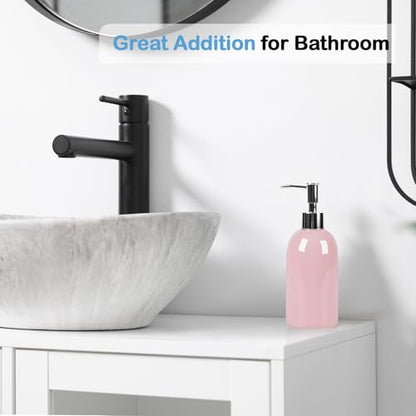 Natheeph Soap Dispenser for Bathroom/Kitchen Fill Hand Soap/Dish Soap, 14OZ | Soap Pump Dispenser Bottle, Ceramic Soap Dispenser Refillable Shampoo/Lotion/ Liquid/Detergent for Bathroom/Kitchen (Pink) - color: Pink