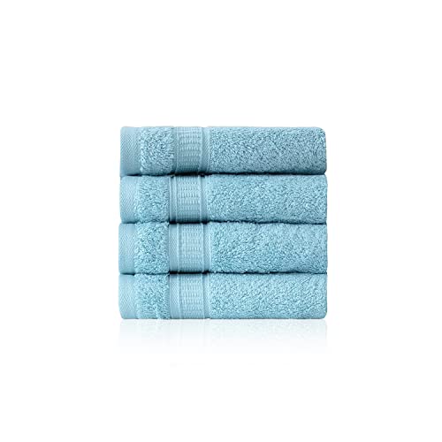 4 Piece 13” × 13” Soft Turkish Cotton Washcloths for Bathroom, Kitchen, Hotel, Spa, Gym & College Dorm | Absorbent and Super Soft Washcloth Set for Body & Face, Baby and Adults - Aqua - color: Aqua, size: Washcloth Set - 4 pack