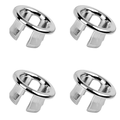 4 Pack Bathroom Sink Round Overflow Cover Rings, Chrome | Chrome-plated, ABS Plastic, Corrosion-resistant, Easy to Install, Sink Overflow Ring for Home, Sink, Bathroom, Kitchen - color: 4 Pack Round Silver