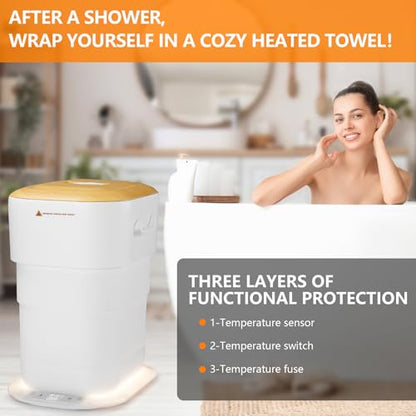 Uoxfill Upgrade Foldable Towel Warmer for Bathroom - 27L Luxury Heated Towel Warmers Bucket with Time Setting,Auto Shut Off,Fits Up to Two 40"X70" Oversized Towels, Bathrobes, Blankets Square - size: 27 L