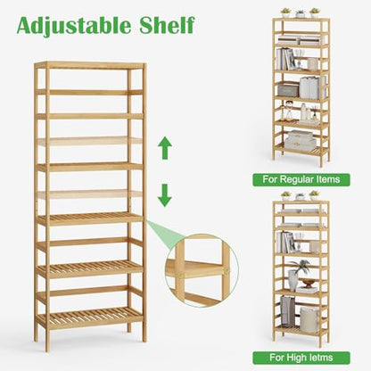 Bamboo Rack, Adjustable Bamboo Shelf, Bathroom Living Room, 6-Tier - size: 6-Tier-1