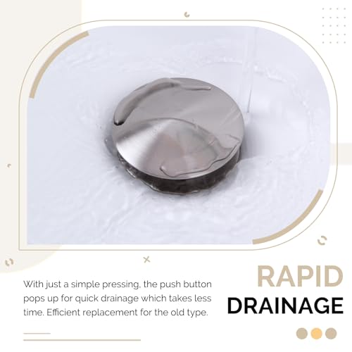 Angle Simple Bathroom Sink Stopper, Brass Pop Up Sink Drain, Brushed Nickel | Only for Sink with Overflow Hole, Fit Drain Hole with 1.61 to 2 Inches Diameter, Fast Drainage - color: Brushed Nickel