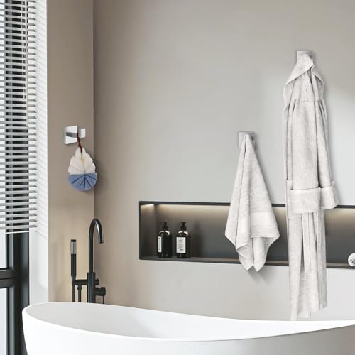 Brushed Nickel Towel Hooks for Bathrooms, Heavy Duty 33 Lbs Wall Mounted Stainless Steel Modern Hook, 4 Pack – Ideal for Hanging Towels, Robes, Coats, in Kitchen, Bedroom, Bathroom, or Hotel - color: Brushed Nickel