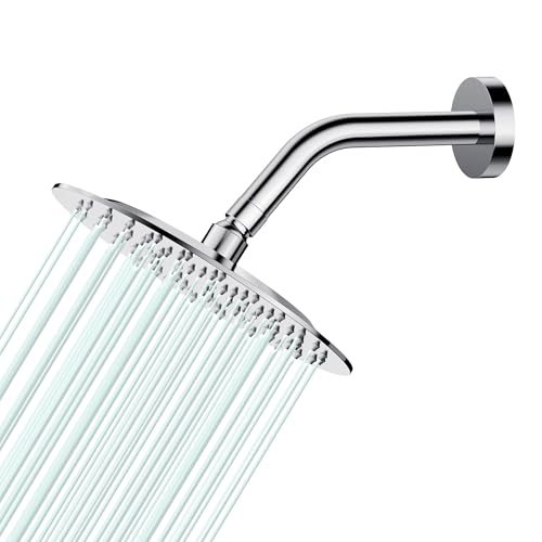 All Metal Rain Shower Head - Heavy Duty Stainless Steel, Easy Install, High Water Flow, Ultra-Thin Modern Design for Bathroom (Chrome, 8) - color: Chrome, size: 8