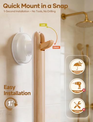 Grab Bars for Bathtubs and Showers Handles for the Elderly and People in Need,2026 New Powerful Suction Cup,No Drilling Required(Yellow-1 Pack) - color: Yellow