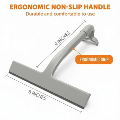 Shower Squeegee for Glass Doors, All-One-Piece Silicone Shower Squeegee with Hook Design for Easy Hanging and Cleaning (Gray) - color: Gray