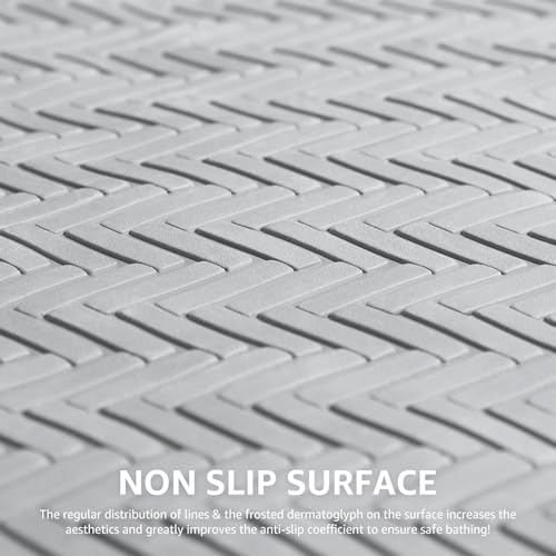 OTHWAY Bathtub Mat Non Slip, Extra Long Rubber Bath Mat for Tub, Machine Washable Shower Anti Slip Mat with 332 Strong Suction Cups (A Little Grey, 36" x 17") - color: A Little Grey, size: 36" x 17" (Rectangular)