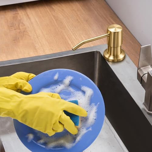 Soap Dispenser for Kitchen Sink, Built in Sink Soap Dispenser Lotion Dispenser with 17 OZ Bottle, Refill from The Top Bar Sink Soap Dispenser, Gold - color: Golden