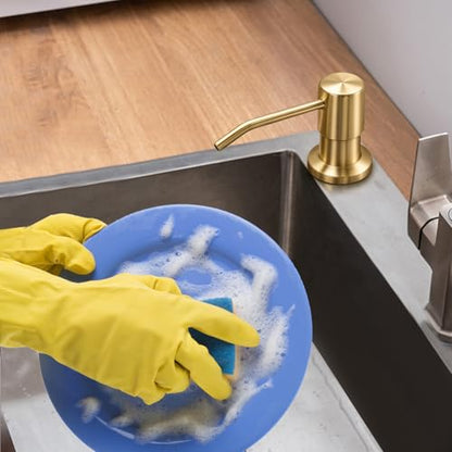 Soap Dispenser for Kitchen Sink, Built in Sink Soap Dispenser Lotion Dispenser with 17 OZ Bottle, Refill from The Top Bar Sink Soap Dispenser, Gold - color: Golden