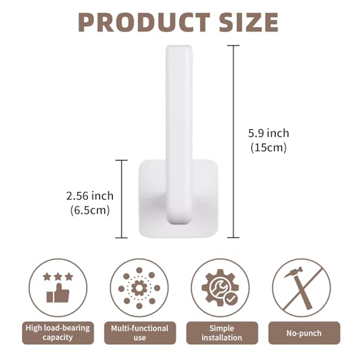 Strong Transparent Adhesive Hooks, 2-Pack No Drill, Removable Self-Adhesive Wall Hooks for Bathroom Damage-Free Hooks for Hanging Towels - color: White 2-Pack