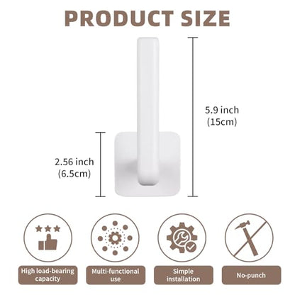 Strong Transparent Adhesive Hooks, 2-Pack No Drill, Removable Self-Adhesive Wall Hooks for Bathroom Damage-Free Hooks for Hanging Towels - color: White 2-Pack