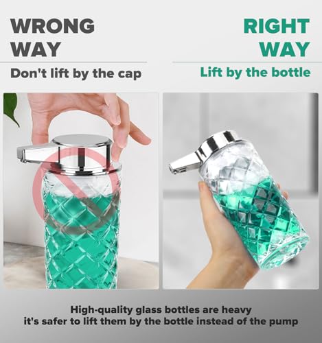 Automatic Soap Dispenser Foam for Kitchen: 11 OZ Glass Touchless Clear Auto Foaming Soap Dispenser for Bathroom - Hand Dish Lotion Home Countertop Kids - Family Couple - color: Diamond Style Foam