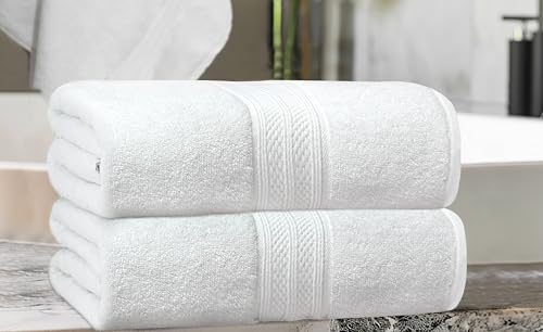 COTTON CRAFT Soft Giant Bath Sheet - 2 Pack 100% Cotton White Bath Towel | Oversized Extra Large 35x70 inches Luxurious 600 GSM Super Soft Absorbent Quick Dry Bathroom Shower Hotel Spa Towel Sheet - color: White - 2 Pack Bath Sheet