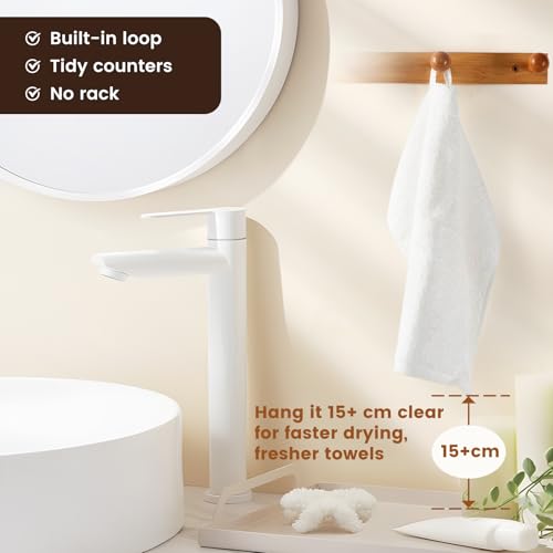 12-Pack Cotton Washcloths for Bathroom with Hanging Loops, White | Soft washcloths for face cleansing, shower use, guest bathrooms, and daily wash-day rotation, OEKO-TEX certified, easy care - color: A03: White