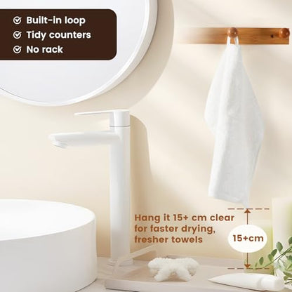 12-Pack Cotton Washcloths for Bathroom with Hanging Loops, White | Soft washcloths for face cleansing, shower use, guest bathrooms, and daily wash-day rotation, OEKO-TEX certified, easy care - color: A03: White