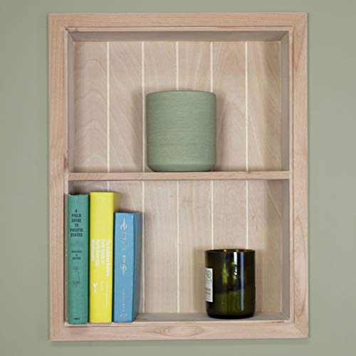 14x18 Sloane Recessed Wall Niche Medicine Cabinet Replacement, In the Wall Bathroom Cabinet Insert Shelf/Shelves, Made in North America, REAL WOOD, NO MDF, Unfinished Beadboard Back - color: Unfinished, size: 14x18
