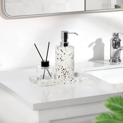 Luxspire Soap Dispenser, Cylinder-Shaped Soap Bottles, Terrazzo, 1pack | 320ml Premium resin, modern cylindrical design easy clean pump, multi-purpose liquid storage - color: Terrazzo