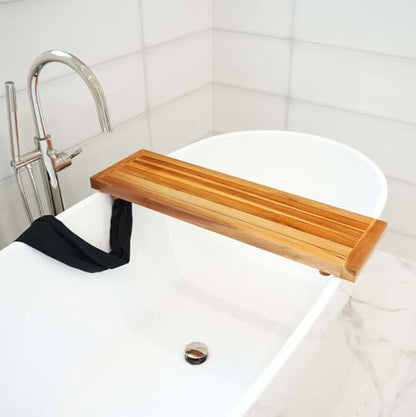 EcoDecors, 34 inch, Bath Tray for Tub, Bath Tub Tray Wood, Bathtub Table, Caddy for Bathtub in Natural Teak - style: 34"- No Handles