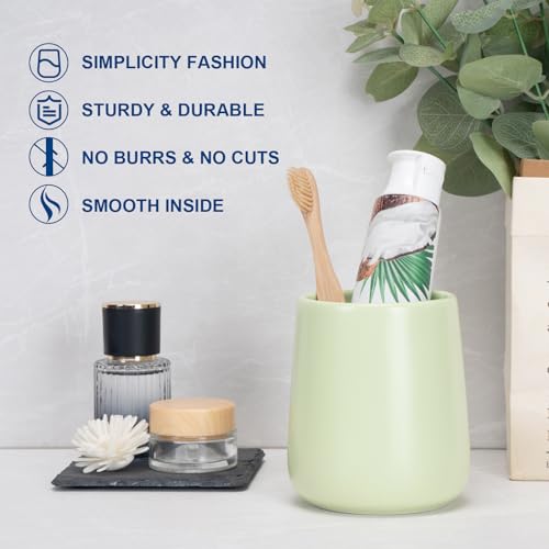 Bathroom Tumbler Cup Ceramic 13.5oz Reusable Toothbrush Cup 400ml,Toothbrush Holder Adequate for Your Bathroom (Green) - color: Green, size: 1pcs